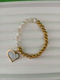 Brazalete Corazón Dorado y Blanco